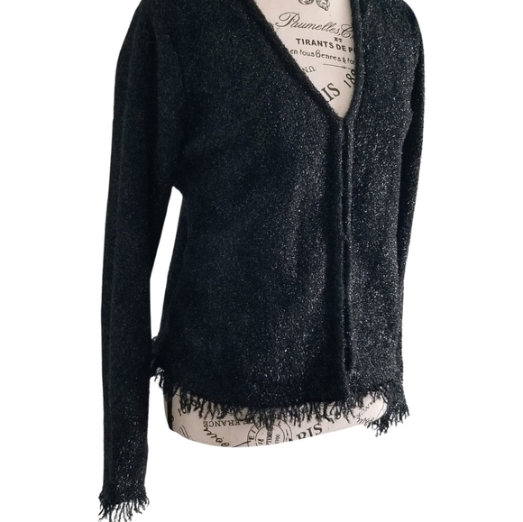 VINTAGE 90S GRAFFITI FRAYED HEM KNIT TOP — BLACK METALLIC - Picture 3 of 5